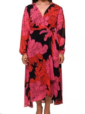 Hutch Bold Print Maxi Wrap Dress Long Sleeves Light & Flowing Women’s Size 1X